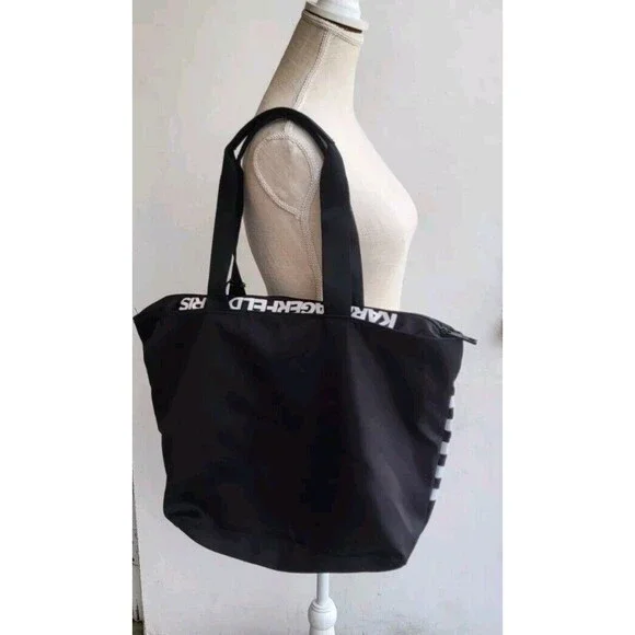 Karl Lagerfeld LH5AG807 Women's Black White Striped Large Tote - Picture 2 of 10